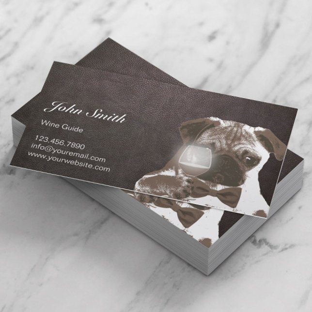 Wine Tasting Dark Leather Sir Pug Business Card (Creator Uploaded)