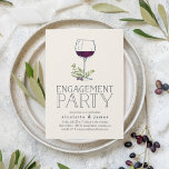 Wine Tasting Engagement Party Invitation<br><div class="desc">Invite guests to celebrate your engagement with our rustic elegant wine tasting engagement party invitations,  featuring a wine glass illustration and "engagement party" in handwritten style lettering. Add your event details beneath using the template fields provided. Perfect for engagement parties in wine country,  winery or vineyard settings.</div>