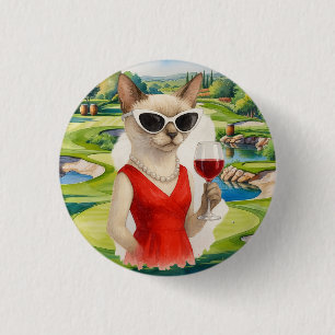  Wine Tasting Event for Cat lovers 3 Cm Round Badge