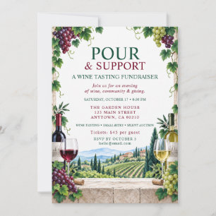 Wine Tasting Fundraiser Vineyard Grapes & Wine Invitation