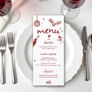 Wine Tasting Holiday Christmas Party Hand-Drawn Menu