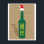 Wine Tasting Holiday Party Invitation - Cheers!<br><div class="desc">Invite your wine loving guests to your Holiday Party and Christmas Wine Tasting event with this hip invitation of a Santa hat wearing wine bottle. Customise all the copy to fit your event.</div>