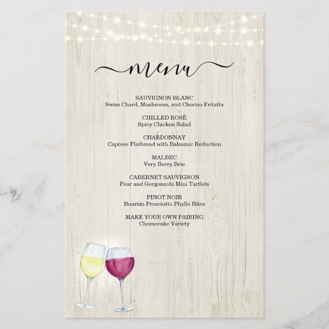 Wine Tasting Menu (Front)