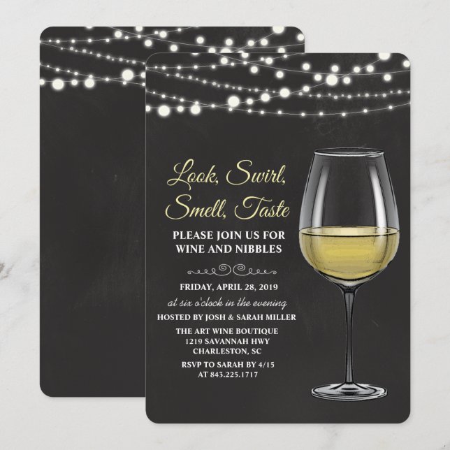 Wine Tasting Party Chalkboard Invitation (Front/Back)