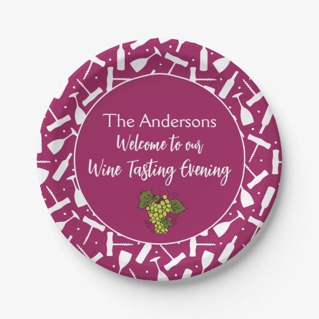 Wine Tasting Party Custom Name Paper Plate (Front)