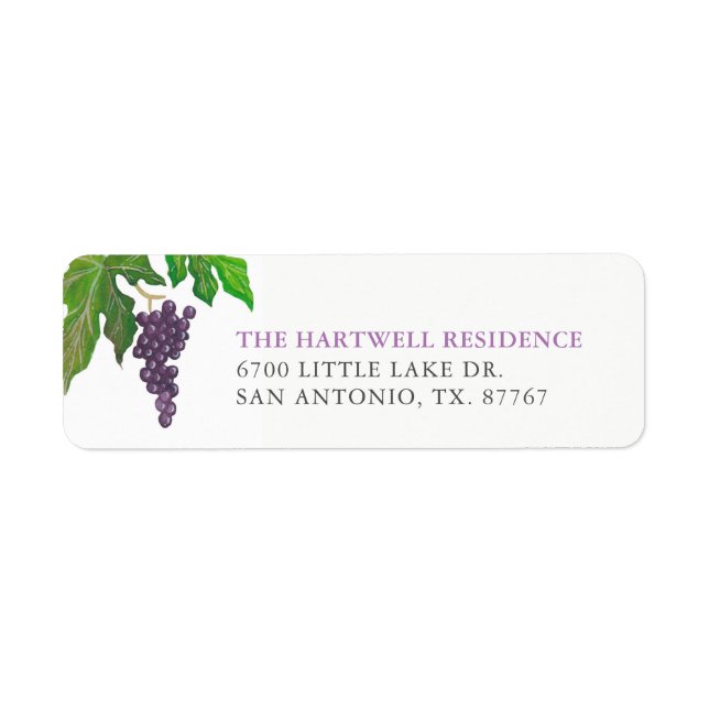 Wine Tasting Party Grapes Return Address (Front)