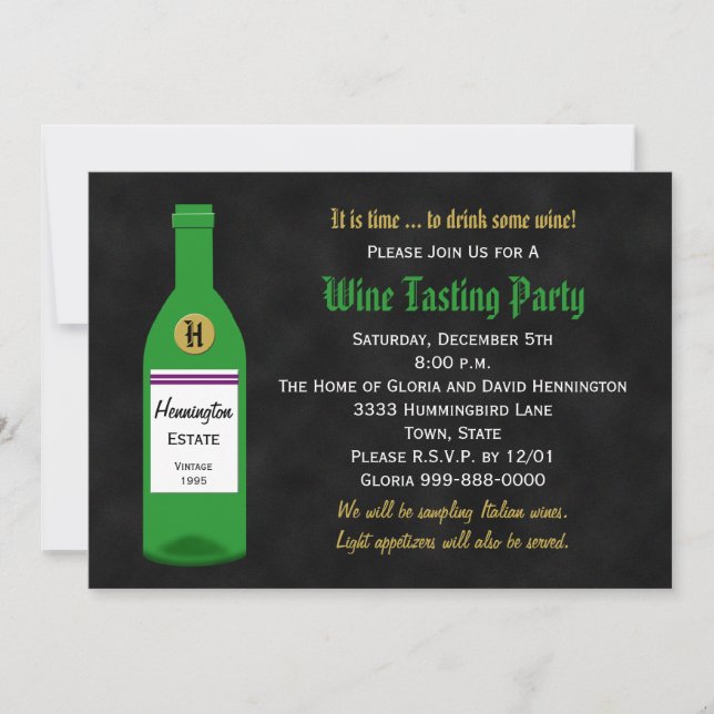 Wine Tasting Party Invitation (Front)