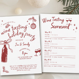Wine Tasting Party Scorecard Game Doodle Holiday  Invitation