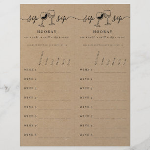 Wine Tasting Rating Scorecard on Faux Kraft Letter Custom Letterhead