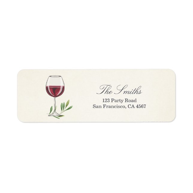 Wine Tasting Return Address Label Winery Vineyard (Front)
