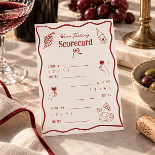 Wine Tasting Score Card Hand Drawn Scoring Sheet
