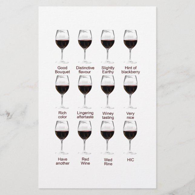 Wine tasting stationery (Front)
