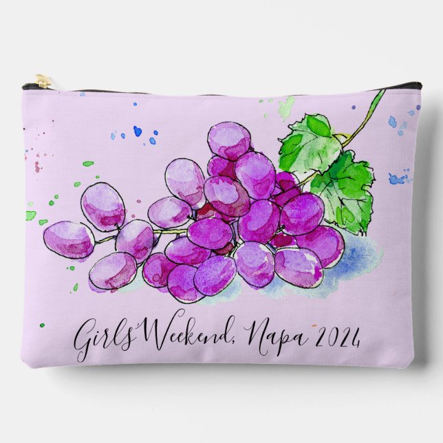 Wine Tasting Winery Vineyard Girls’ Weekend Accessory Pouch (Front)