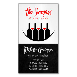 Wine Tastings Bottles and Glasses Magnetic Business Card