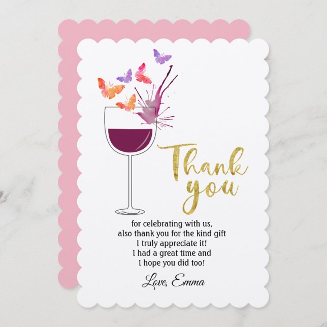 wine, thank you card (Front/Back)