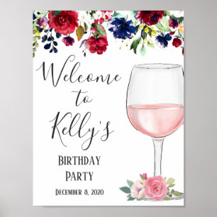 Wine theme, adult party, welcome sign