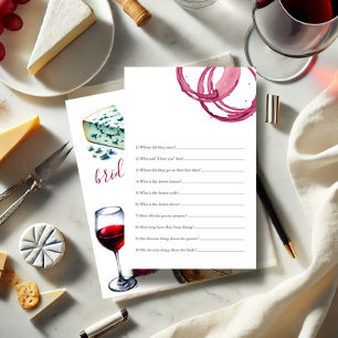 Wine Theme Bridal Shower Questions Game Flyer