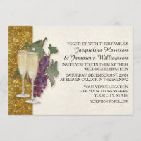 Wine Theme Champagne Grapes Modern Simple Wedding