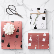Wine Theme Wrapping Paper - Rose Gold
