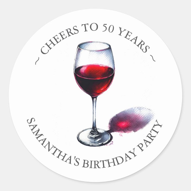 Wine-Themed Birthday Party Sticker (Front)
