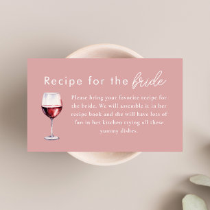 Wine Themed Recipe for the Bride Bridal Shower Enclosure Card