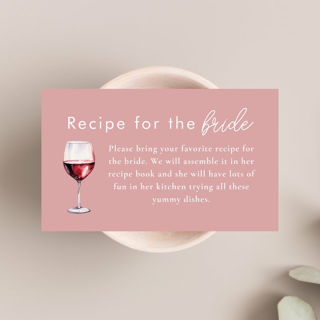 Wine Themed Recipe for the Bride Bridal Shower Enclosure Card (Creator Uploaded)