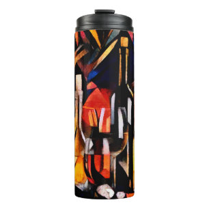 Wine themes in the style of cubism. Bottles, glass Thermal Tumbler