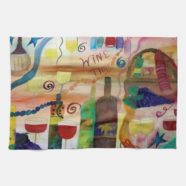 Wine time art bar and  kitchen towel (Horizontal)