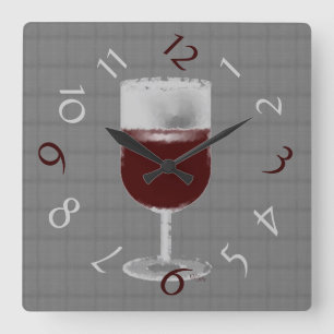 Wine Time Square Wall Clock