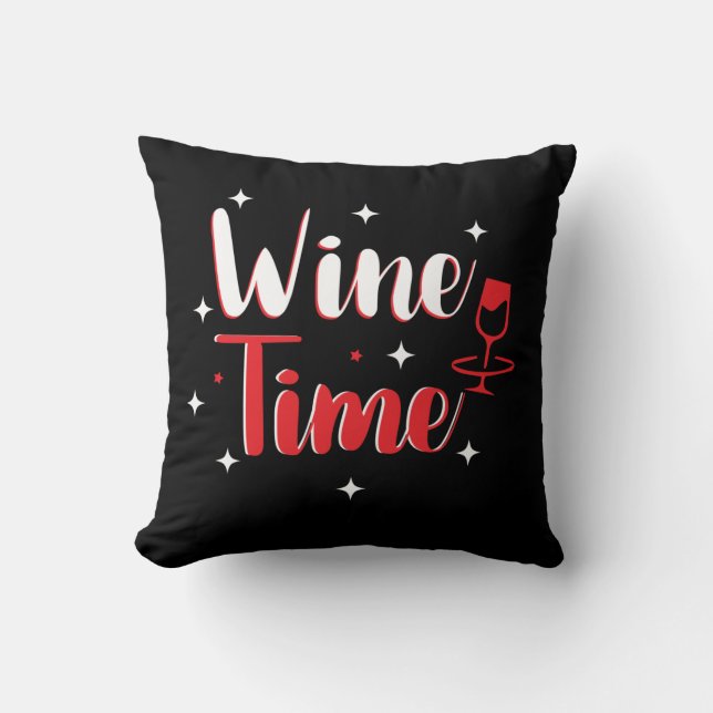 Wine Time Throw Pillow (Front)