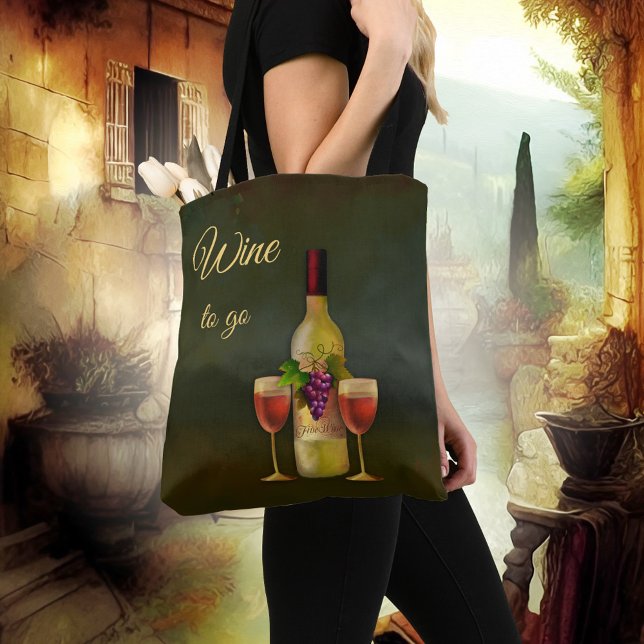 Wine to Go Cute Classic Art Tote Bag (Creator Uploaded)