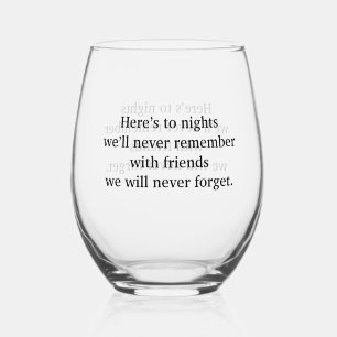 Wine Toast Stemless Wine Glass