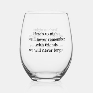 Wine Toast Stemless Wine Glass