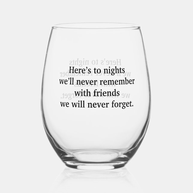 Wine Toast  Stemless Wine Glass (Front)