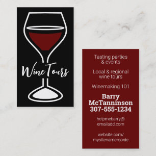 Wine tours tasting bartender winemaking business card