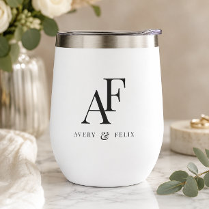 Wine Tumbler   Custom Wedding Monogram Favour Gift