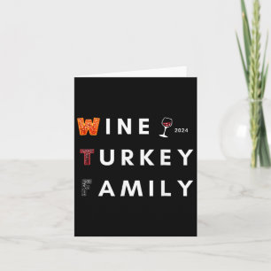Wine Turkey Family Thanksgiving Dinner Fall Autumn Card