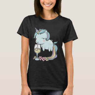 Wine Unicorn Glass of Wine Drinking Party Wine Tas T-Shirt