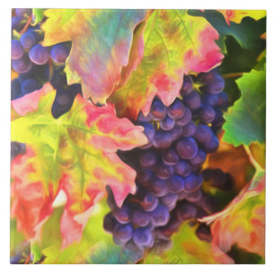 Wine Vineyard Autumn Colours Art Tile