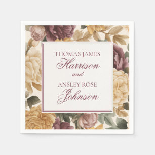 Wine Vineyard Club Old Money Floral Wedding Napkin