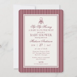 Wine Vineyard Club Old Money Striped Baby Shower Invitation