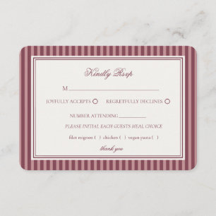 Wine Vineyard Club Old Money Striped Wedding RSVP Enclosure Card