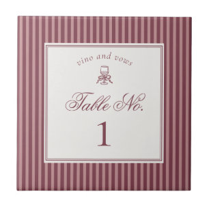 Wine Vineyard Club Old Money Wedding Table Number Tile