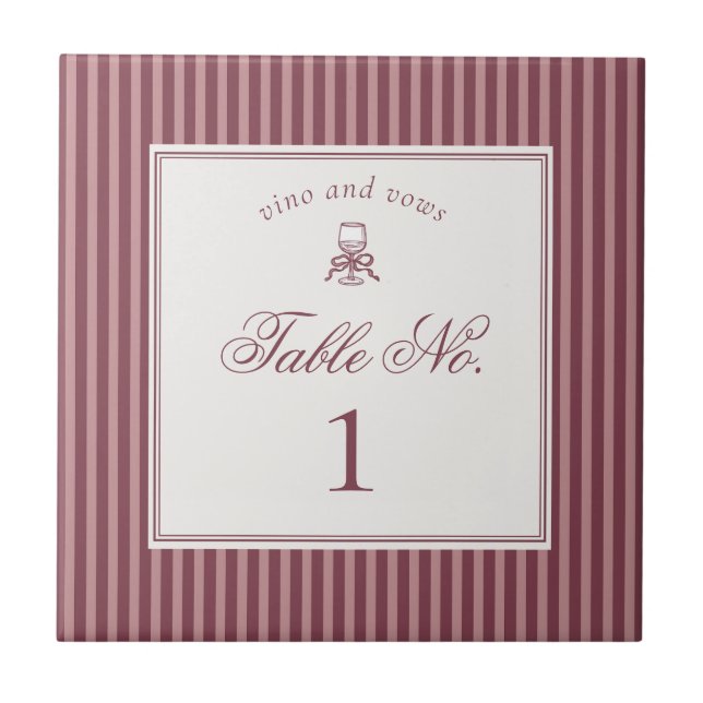 Wine Vineyard Club Old Money Wedding Table Number Tile (Front)