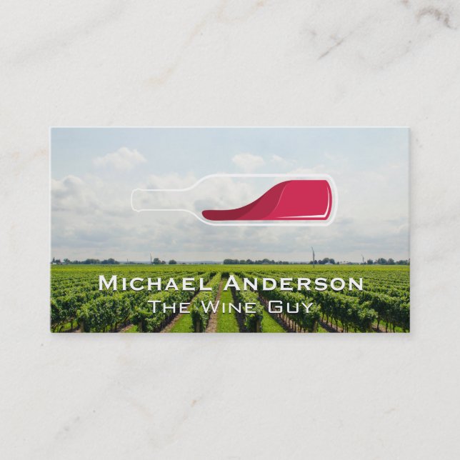 Wine Vineyard | Red Wine Bottle Business Card (Front)