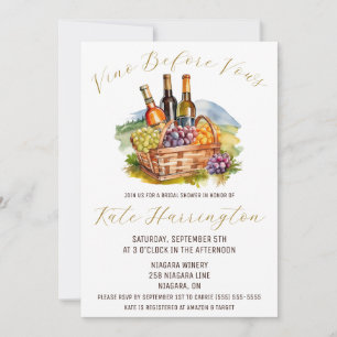 Wine, Vino Before Vow, Winery Bridal Shower Invitation