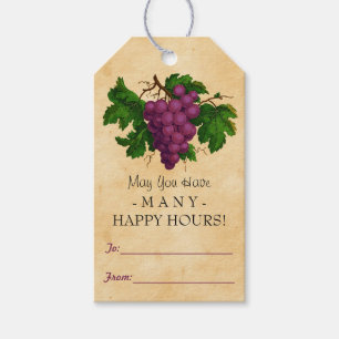 Wine Vintage Grapes Gift Favour Personalised Bottl Gift Tags