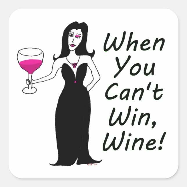 Wine Vixen Simply Wicked When You Can't Win, Wine Square Sticker (Front)