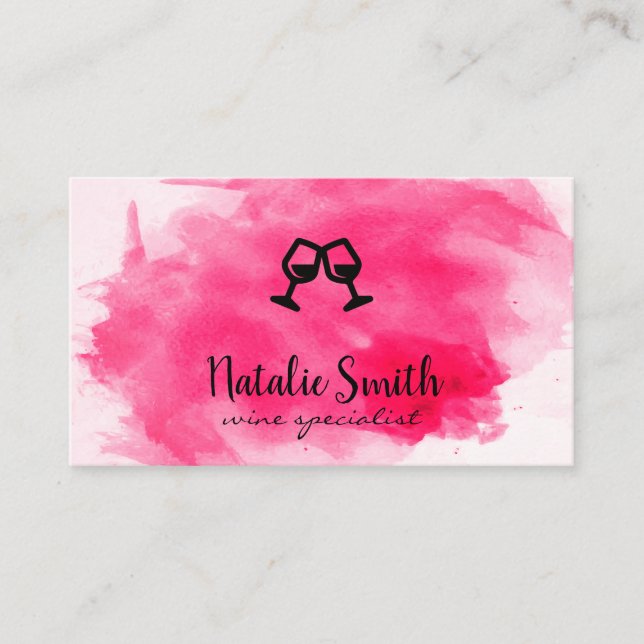 Wine | Watercolor | Cheers Business Card (Front)