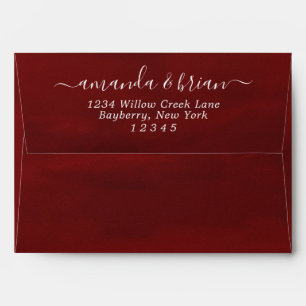 Wine Watercolor Paper Trendy Script Lettering 5x7 Envelope